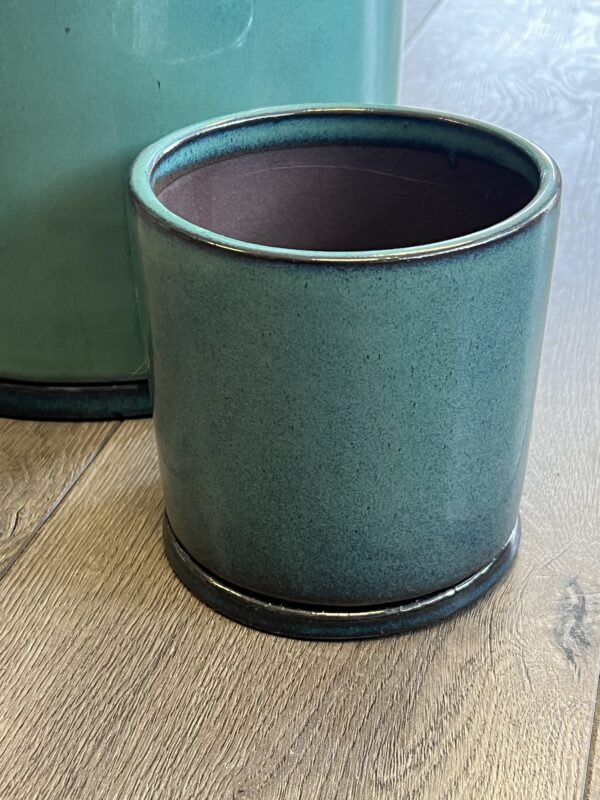 Teal Cylinder Planter - Image 3